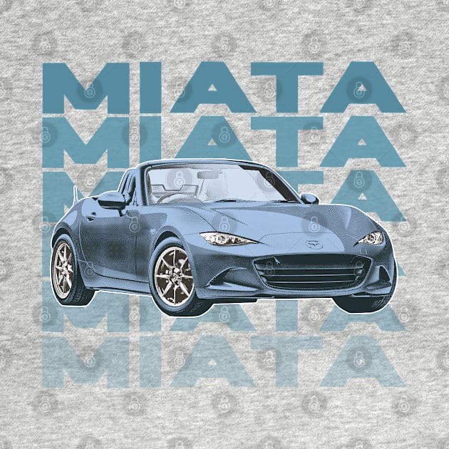 Mazda Miata (Blue) / Retro Style Sunset Design by DankFutura